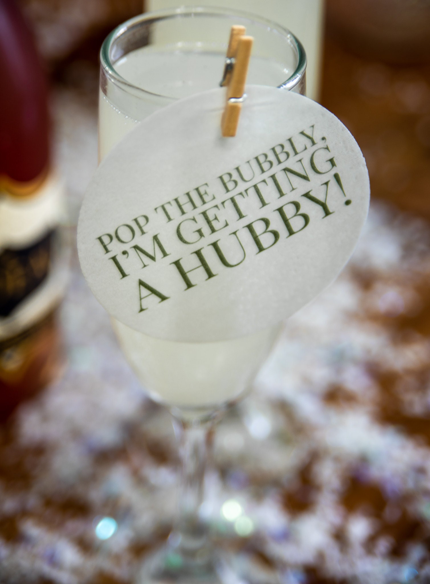 Engagement/Bridal edible cocktail topper drink topper Etsy