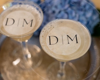 Minimalist initials- Monogram Edible Drink Topper- cocktail topper