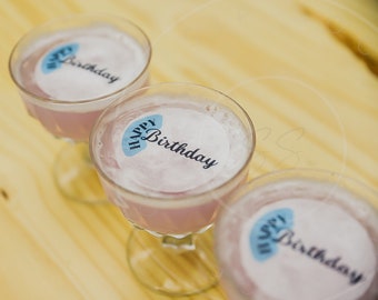 Happy Birthday edible cocktail topper- Drink topper- Birthday Drink Topper- Cocktail topper