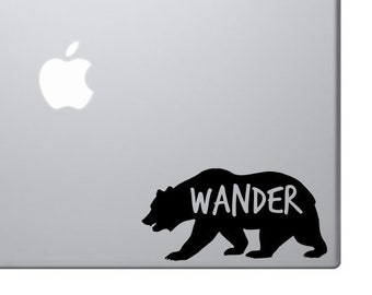 Wander Grizzly Bear Sticker Decal MacBook Pro Air 13" 15" 17" Keyboard Keypad Mousepad Trackpad Laptop Vintage Inspirational Text Hiking