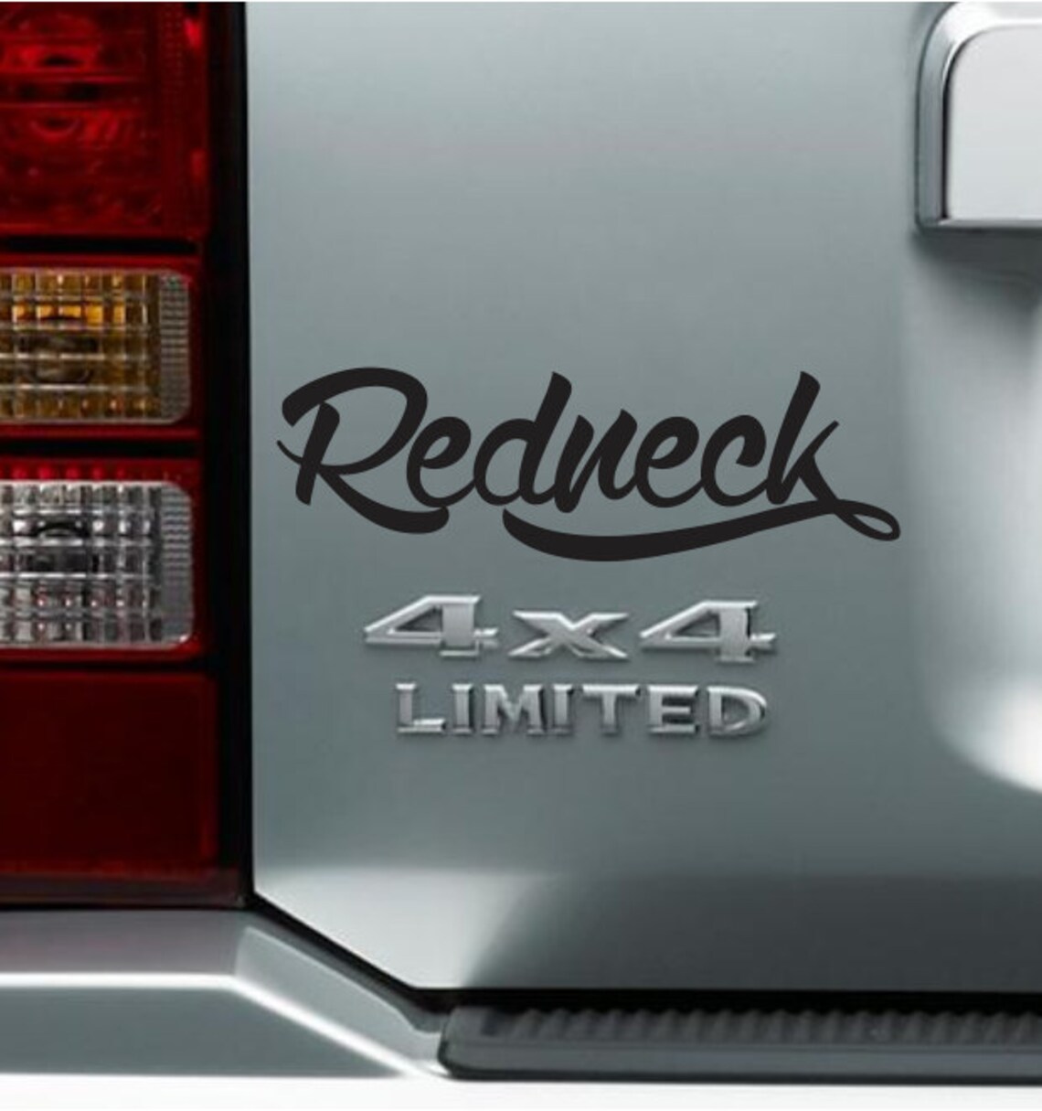 Patriot Wholesale 2-Pack Large Chrome & Red 'REDNECK EDITION' Decal Sticker | Car Truck Emblem Badge
