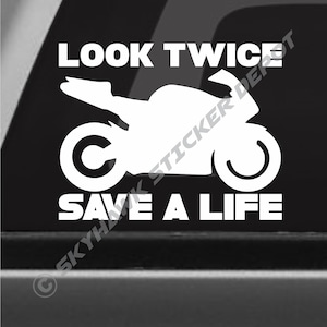 Look Twice Save A Life Vinyl Decal Bumper Sticker Sport Bike Motorcycle Awareness Sticker Truck Window Sticker For Kawasaki Yamaha Riders