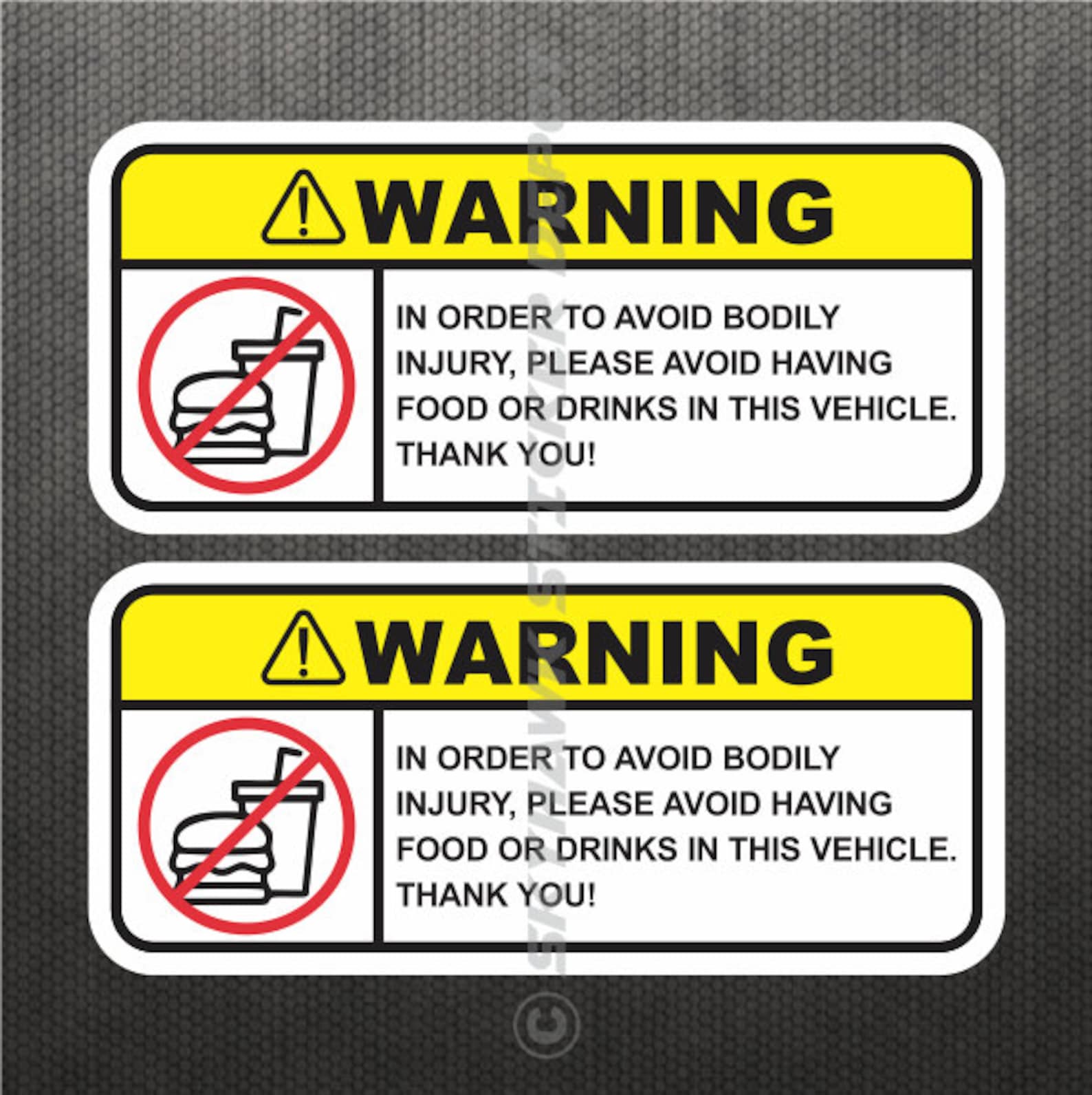 2X Funny Warning No Food Or Drinks Warning Sticker Vinyl Decal Etsy