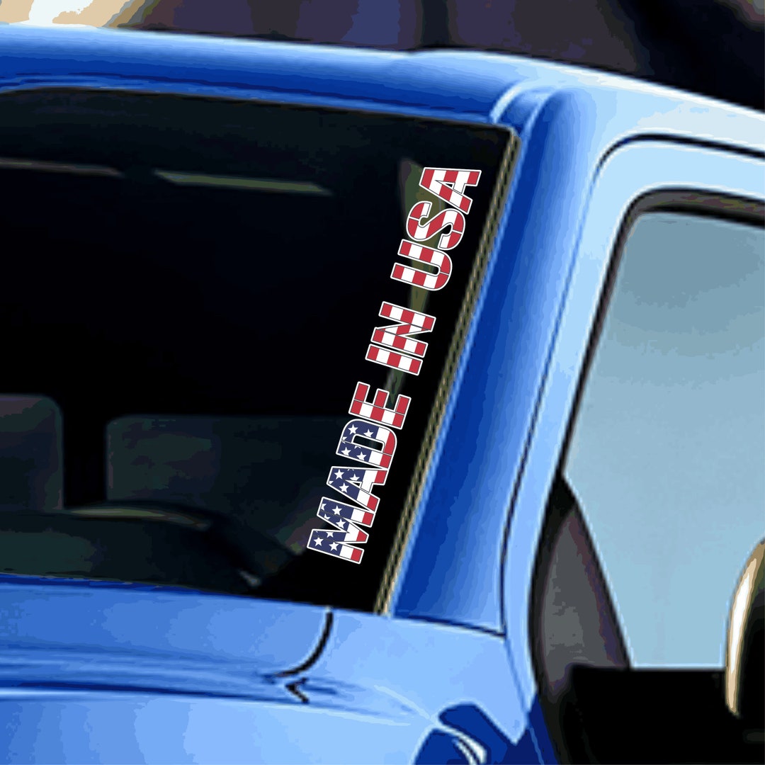 MADE IN USA Windshield Sticker Banner Vinyl Decal American Flag Stars ...
