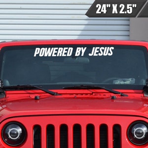 Powered By Jesus Windschutzscheibenaufkleber Banner Vinyl Aufkleber Religiöser Religion Aufkleber Selbstklebender Autoaufkleber