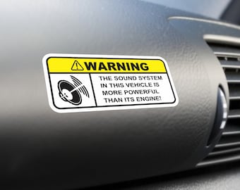 zuur touw cultuur Sound System Warning Funny Sticker Vinyl Decal Dashboard Visor - Etsy