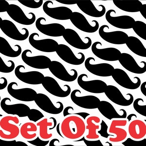 50 MOUSTACHES 3 Inc Bumper Sticker Vinyl Decal Car Truck SUV Window Sticker Macbook Pro Air Sticker Laptop iPad Sticker Decal