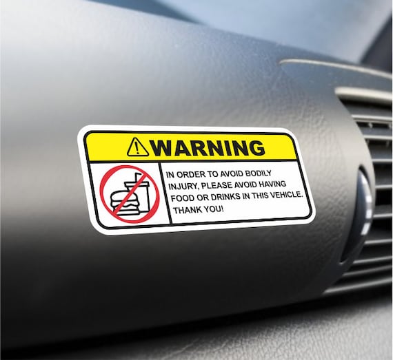 2X Funny Warning No Food or Drinks Warning Sticker Vinyl Decal Gag