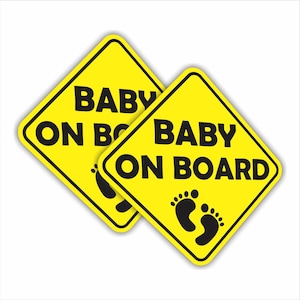 2 pezzi Adesivo per paraurti con cartello giallo "Baby On Board", in vinile, per auto, con impronta del piede, adesivo per finestra, segnale di sicurezza per bambini