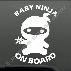 Baby Ninja On Board Zabawna naklejka na zderzak Naklejka winylowa Samurai Car Van Window Sticker