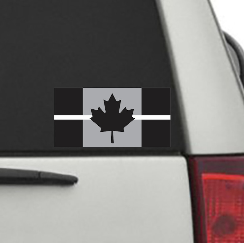 Subdued Canadian Flag Thin White Line Sticker Vinyl Decal EMS Emergency ...