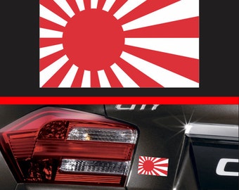 2Pcs Rising Sun Japan Flag Car Wall Vinyl Bumper For Ipad Apple