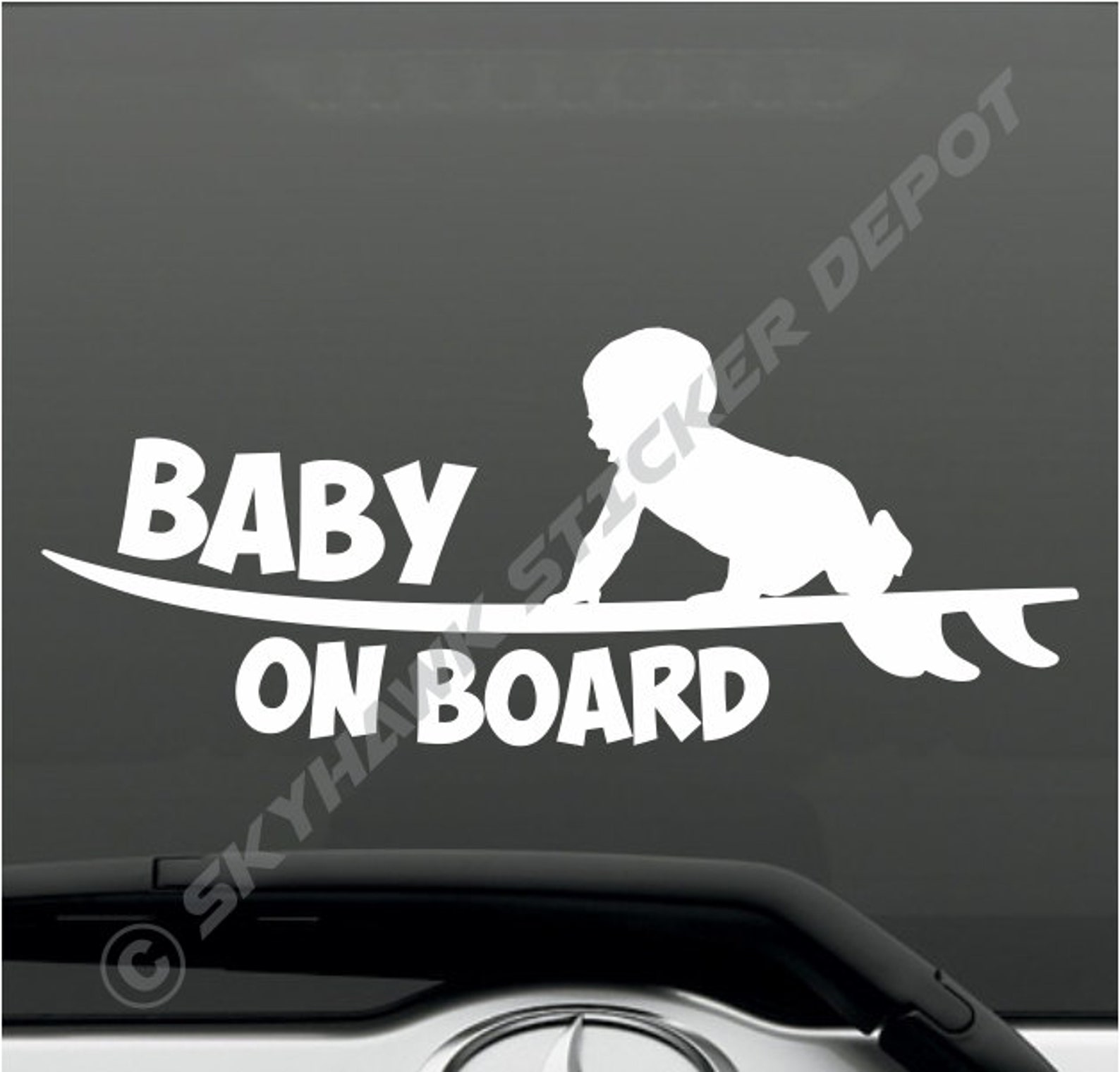 Baby on Board Funny Bumper Sticker Vinyl Decal Surfer Baby Etsy