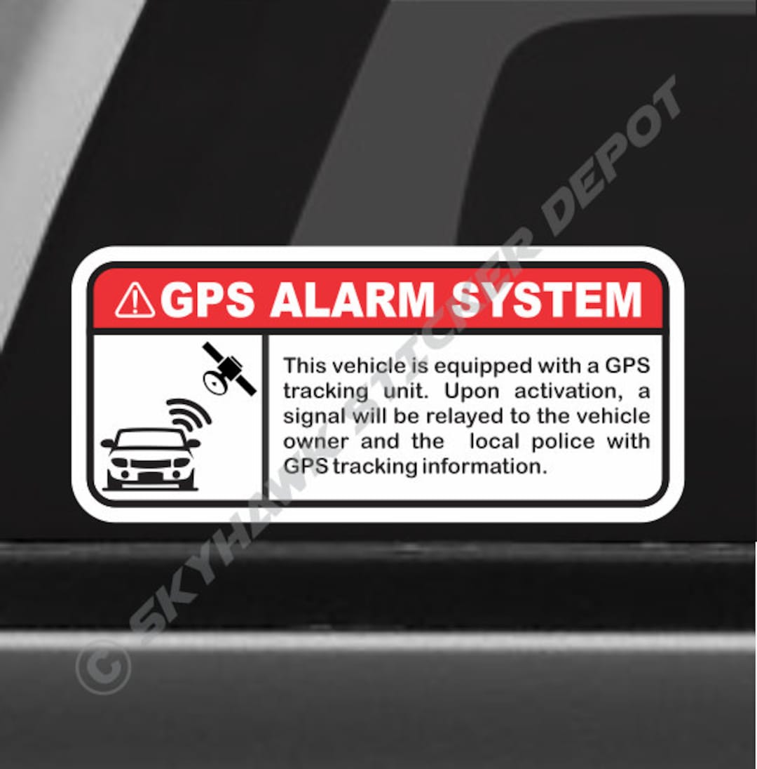 (Set of 8) Anti-Theft Car Vehicle Stickers with GPS Tracking Warning - 3 x  1.5 Self Adhesive Sign (4pc Front Adhesive + 4pc Back Adhesive Stickers)