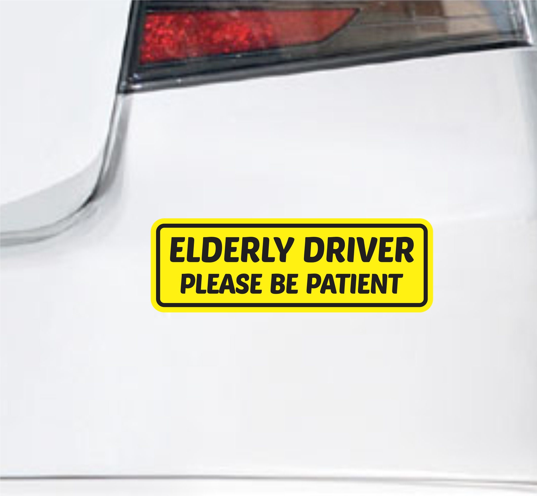 Panneau Ventouse Voiture "Elderly Driver Please Be Patient" - 19x19 Cm, Vinyle, Pour Conducteur Âgé