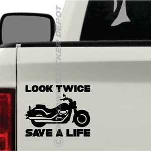 Think Bike Look Twice Save A Life Biker Vinyl Decal Sticker