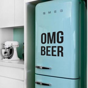 OMG BEER Fridge Sticker Vinyl Decal Alcohol Drink Fridge Sticker Decal Vintage Retro Funny Sticker Mini Fridge Sticker Refrigerator Decal image 1