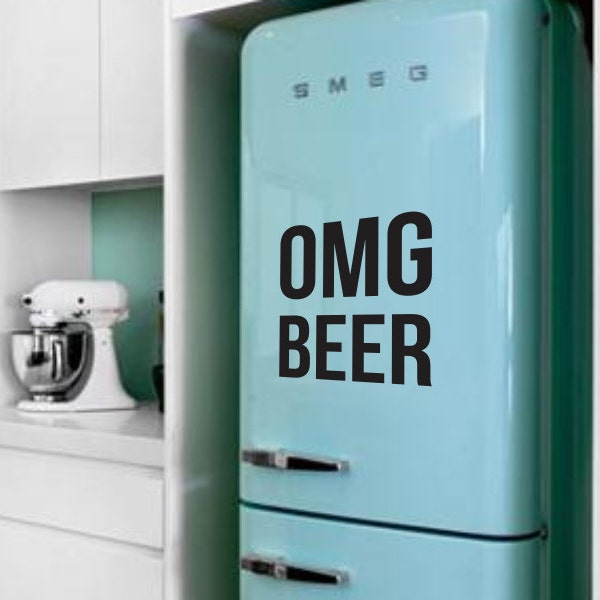 OMG BEER Fridge Sticker Vinyl Decal Alcohol Drink Fridge Sticker Decal Vintage Retro Funny Sticker Mini Fridge Sticker Refrigerator Decal