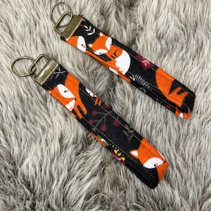 Fall Forest Fox Keychain Wrist Lanyard