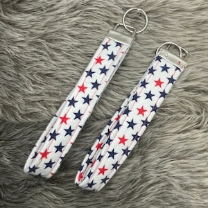 Red White & Blue Stars USA Keychain Wrist Lanyard