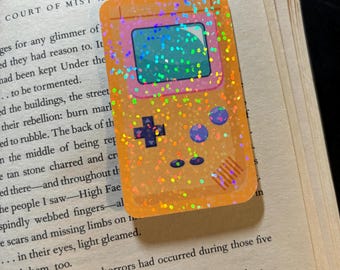 Console de videogame portátil vintage dos anos 90, marcador de livro magnético holográfico