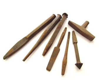 Vintage Cold Chisel Set / Masonry Chisel Set / Metal Chisel set / Hand Tools / Antique Tools #M001