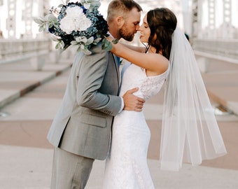 Simple Wedding Veils, Soft Sheer Veil, Fingertip Veil, Wedding Veil, Mid Length Veil, Single Layer Veil, Bridal Veil, Short Veil