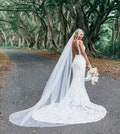 Soft Wedding Veil, Sheer Bridal Veils, Wedding Cathedral, Chapel, Fingertip Bridal Veil With Comb Shades of Ivory, White, Blusher Minimalist