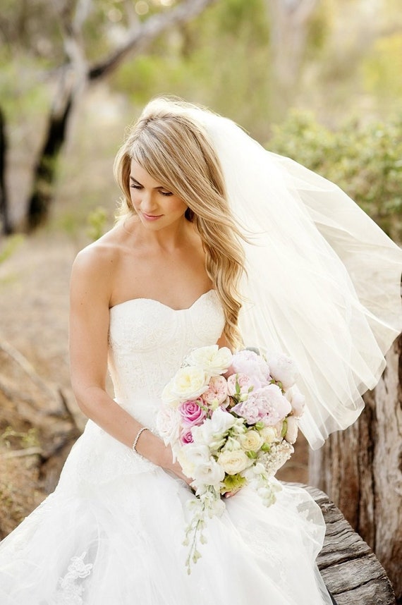 White Single Layer Wedding Veil