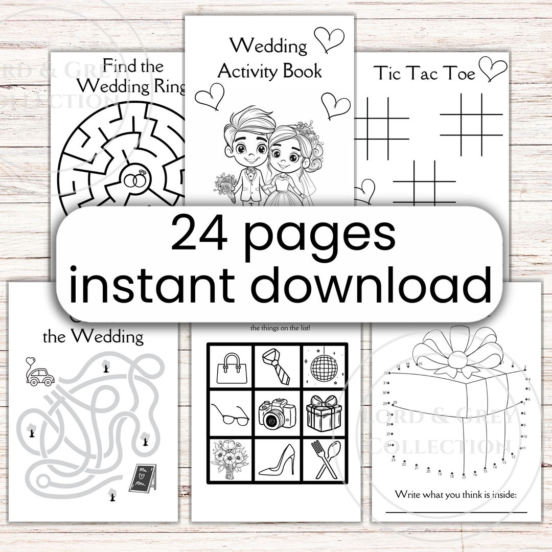 Kids Wedding Activity Book Printable Instant Download Childrens Games Wedding Activity Pack Kids ...