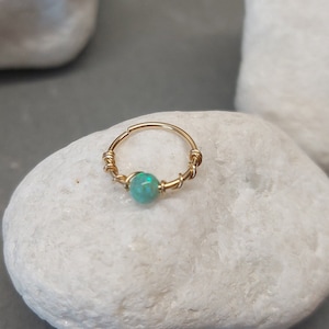 Nose ring, Opal cartilage earring, helix earring, tragus earring, Small Opal cartliage Ring, tiny hoop nose, Extra Small Gold Opal Nose Ring