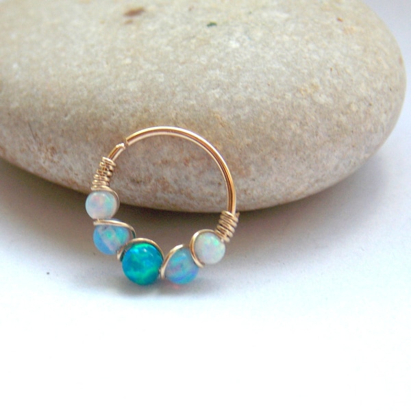Nose hoop - Gold Filled Nose Ring - Gold Nose Hoop - Nose Jewelry - Nostril Hoop - Nose Piercing - Nose Earring - Nostril Jewelry - opal
