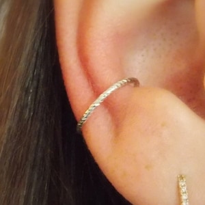 Conch Hoop 925 sterling silver - Diamond Cut Helix Ring- Silver 16 Gauge Cartilage Earring- Lobe-Conch-Nose -Tragus -Daith Hoop- Unique Gift