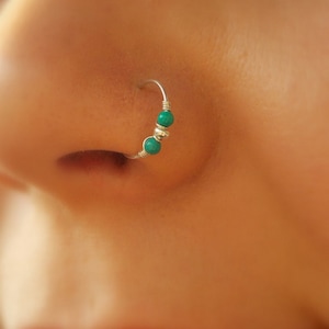 Anello a cerchio del naso turchese 20G 22G, elica, orecchino di cartilagine, cerchio riempito d'oro, cerchio d'argento