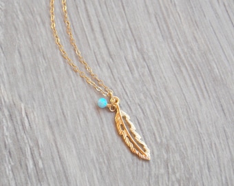 Feather necklace, gold necklace, gold feather necklace, dainty necklace, everyday necklace, gift for her