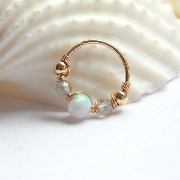 Nose hoop - Gold Filled Nose Ring - Gold helix - Nose Jewelry - Nostril Hoop - beaded Piercing - thin piercing - Nostril Jewelry