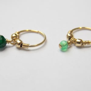 Natural Green Onyx Helix piercing - Gold Filled Hoop Ring - cartilage Earring - Gemstone piercing