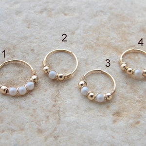 24g 22g White swarovski Pearl 14K Gold Filled Helix Ring, Cartilage Earring, nose Piercing ,Bridesmaid Gift,Jewelry Gift, Gift Ideas