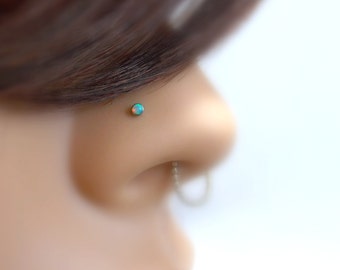 20 gauge fire opal Nose Stud -L shape nose ring- 2mm opal nose stud -Piercing Body Jewelry- tiny nostril stud