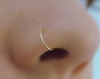 14K Gold Filled Nose Ring, Thin 24 Gauge Nose Hoop, Silver nose ring, hoop earring, thin hoops, tiny nose ring hoop black friday