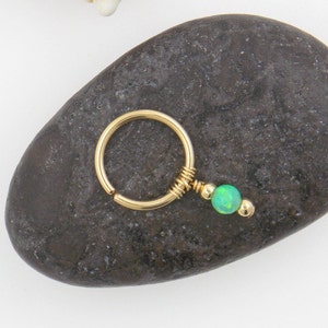 BLACK FRIDAY Opal cartilage earring, helix earring, tragus earring, Small Opal cartliage Ring, tiny hoop nose, Extra Small Gold Opal Nose