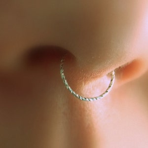 Fake Septum Ring for non pierced nose , 925 sterling silver faux clip on septum ring hoop.