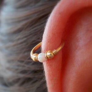 Opal cartilage earring, helix earring, conch earring, Small Opal cartliage Ring, tiny hoop nose, Extra Small Gold Opal Nose Ring 16g