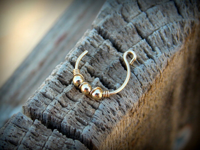 Aro nasal falso - Aro nasal de clip - Aro nasal de imitación - Aro nasal de aro - Aro nasal personalizado - Aro nasal chapado en oro - Piercings falsos