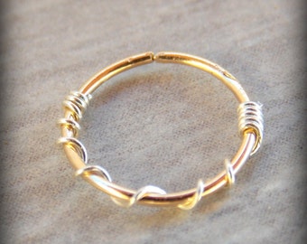 14K Gold Filled Nose Ring/Hoop Earring 22 Gauge 8mm Inner Diameter Cartilage/endless/catchless/tragus/helix