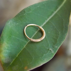 Anillo de nariz bohemio, anillo de nariz gitano, anillo de nariz hippie, anillo de nariz envuelto en alambre, aro de nariz relleno de oro, pendiente de aro de cartílago de 24 g, 22 g, 20 g, 18 g y 16 g