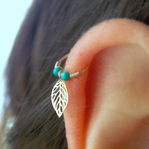 Kleine hoepel oorbel, helix oorbel, kleine gouden Cartilage oorbel, bladgoud hoepel, zilveren helix hoepel oorbel, kraakbeen piercing