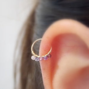 Perlen Gold filled ODER Silber Edelstein Piercing Hoop- winziger Hoop- gold filled Piercing - Sterling Silber Piercing 22g 20g 18g 16g