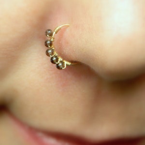 Natursteine 2-3mm Perlen Knorpel Ohrring,Helix Piercing,Tragus,Nasen Hoop,Boho Schmuck,Feiertagsgeschenke 16g 18g 20g 22g 24g