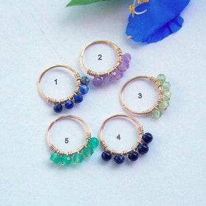 natural stones 2-3mm beads cartilage earring,helix piercing,tragus,nose hoop,bohemian jewelry,Holiday Gifts 16g 18g 20g 22g 24g